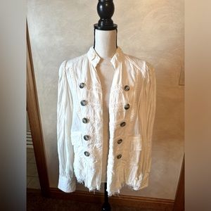 Once worn Free People white linen jacket in size small.  Generously oversized.